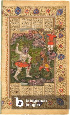 The Triumph of Rustam Over the White Demon - An Epic Battle Fought Through Delicate Brushstrokes and Vivid Hues!